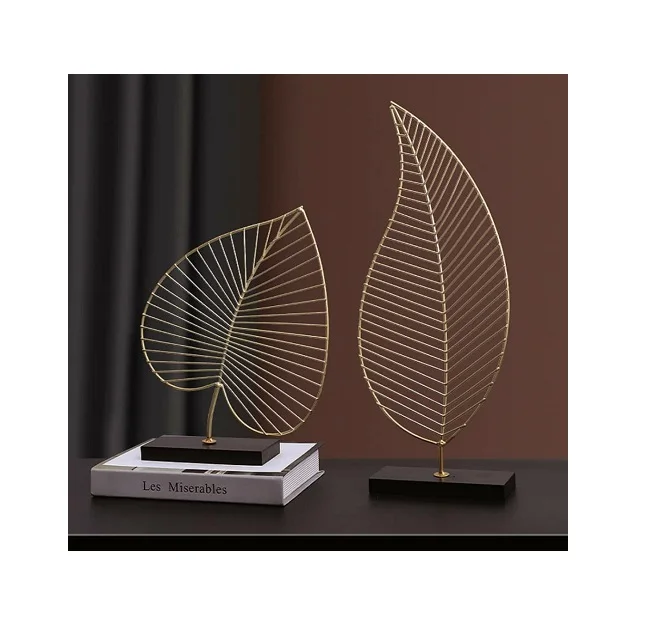 MODERN TABLE OBJECTS WIRE LEAF GOLD FINISHING INTERIOR HOME DECOR HOME ACCENTS SET OF 2 HANDICRAFT AT WHOLESALE PRICE INDIA