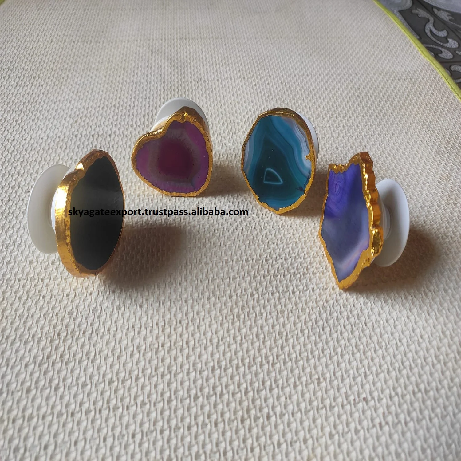 WHOLESALE  NATURAL CRYSTAL MOBILE PHONE HOLDER CELL PHONE GRIP AGATE SLICE BUY FROM SKY AGATE EXPORT