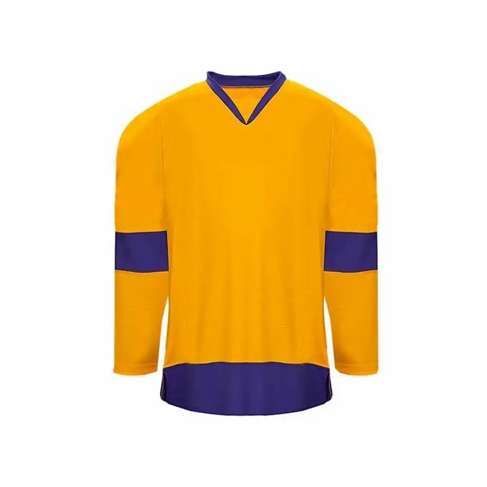 Full Sleeve Polyester Sublimated Ice Hockey Jersey Yellow Color Comfortable Polyester made Jersey