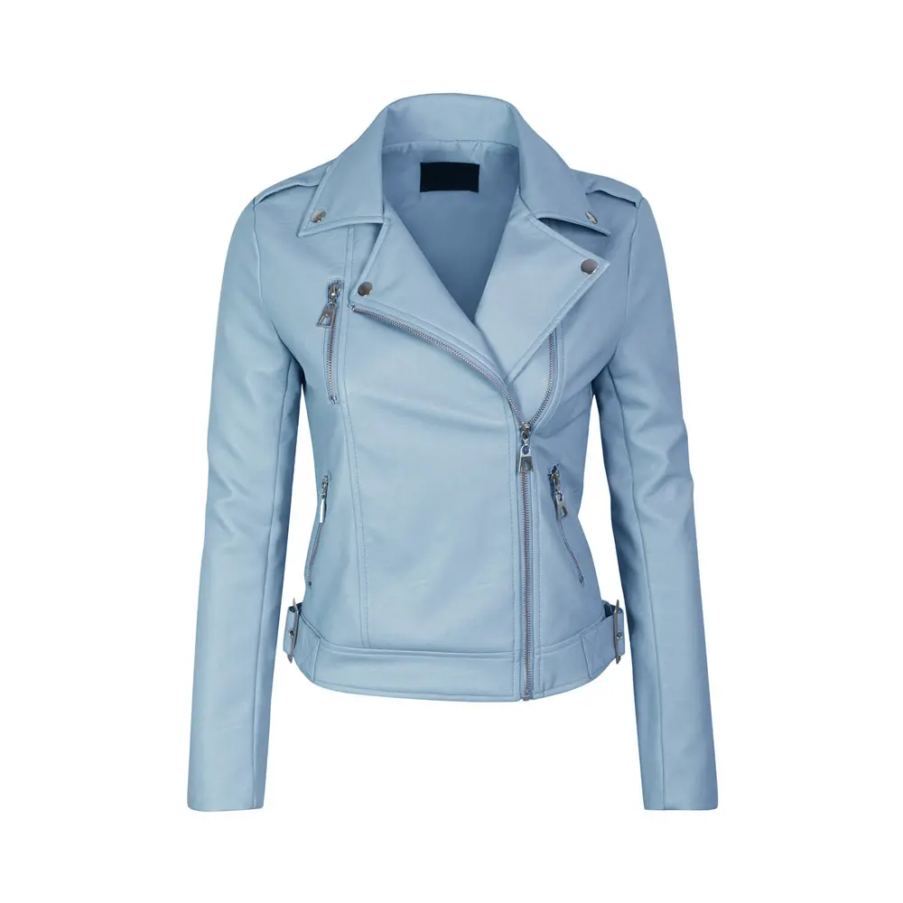 Custom Made High Quality Soft Moto Women Leather Jacket Factory wholesale Ladies Biker Belt leather jacket