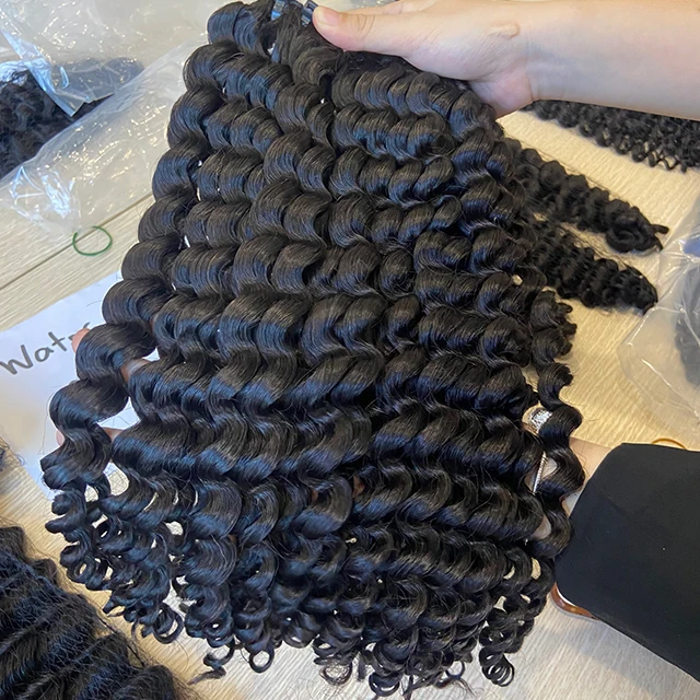 Best selling 100% human hair Water Curly Natural Color brazilian Hair Extensions, Hair Weave, Vietnamese raw hair