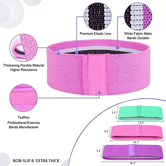 wholesale Women Hip Strength Training Fabric Booty Exercise Bands Home Fitness Hip Circle Wide Anti Slip Fabric Resistance Bands