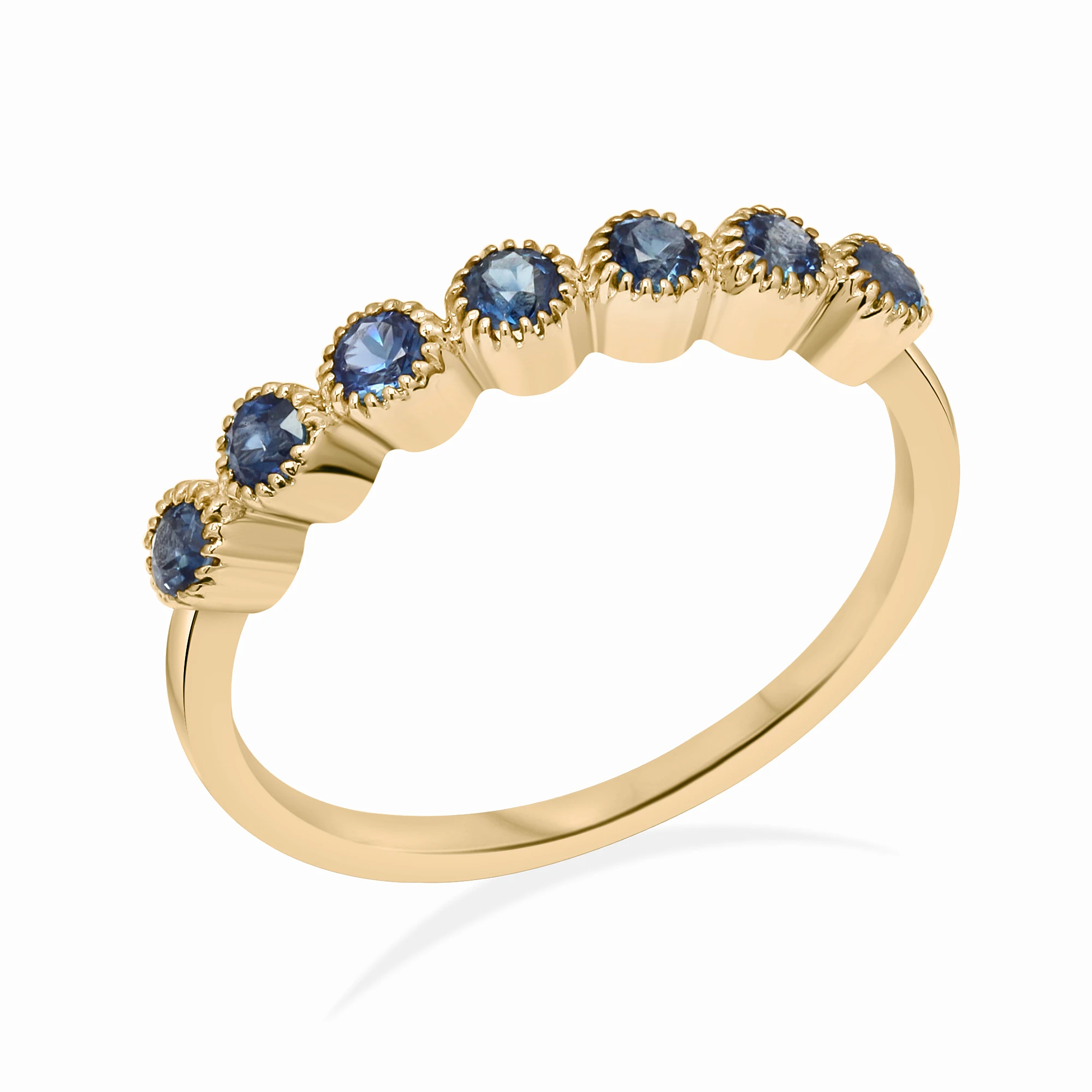Natural Blue Sapphire Round Gemstone Ring 14k Gold Blue Sapphire Gold Ring