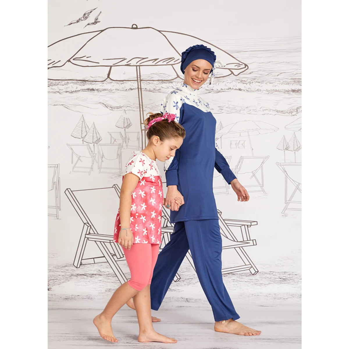 2021 Modest Islamic Swimsuit for Women Arab Featuring High Waist Print Tankini Breathable Plus Size XXL XS Options for Adults