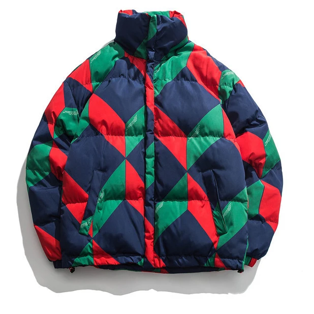 Оригинальный производитель, зимняя мужская стеганая куртка-пуховик контрастных цветов с 3d принтом, синель, вышивка, пуховик, зимние куртки из органического хлопка