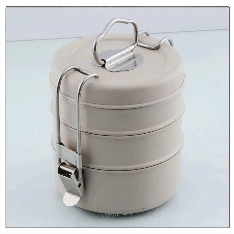 Stainless Steel Tiffin Lunch Box Metal Food Container with Color Food Safe Powder Coating Tiffin Carrier