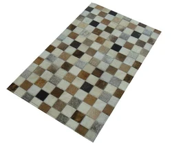 Various Style Abstract Leather Carpets Natural Area Rugs Hair on Leather Carpets Manufacturer Exporter In India