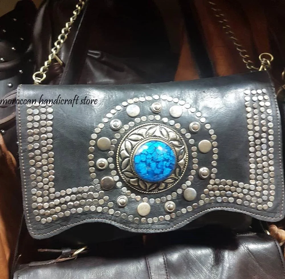 Fancy  leather bag, handmade in morocco