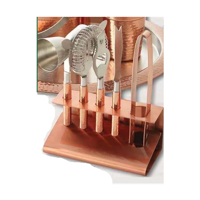 Professional Copper Bar Tool Set Best Designed Vintage Style Accessories Cooler Party Usage Glass Material Manufactured India