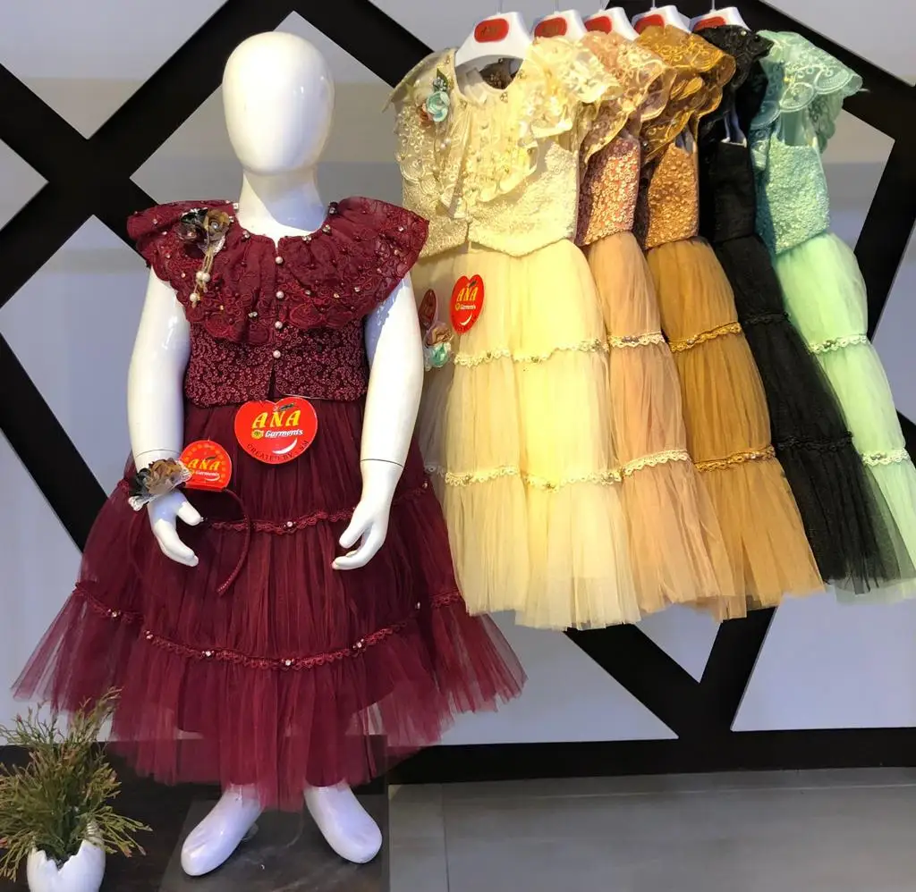 New collection of fancy style sequence design dress with hairband sequence top thread fabric fancy dress for party wear