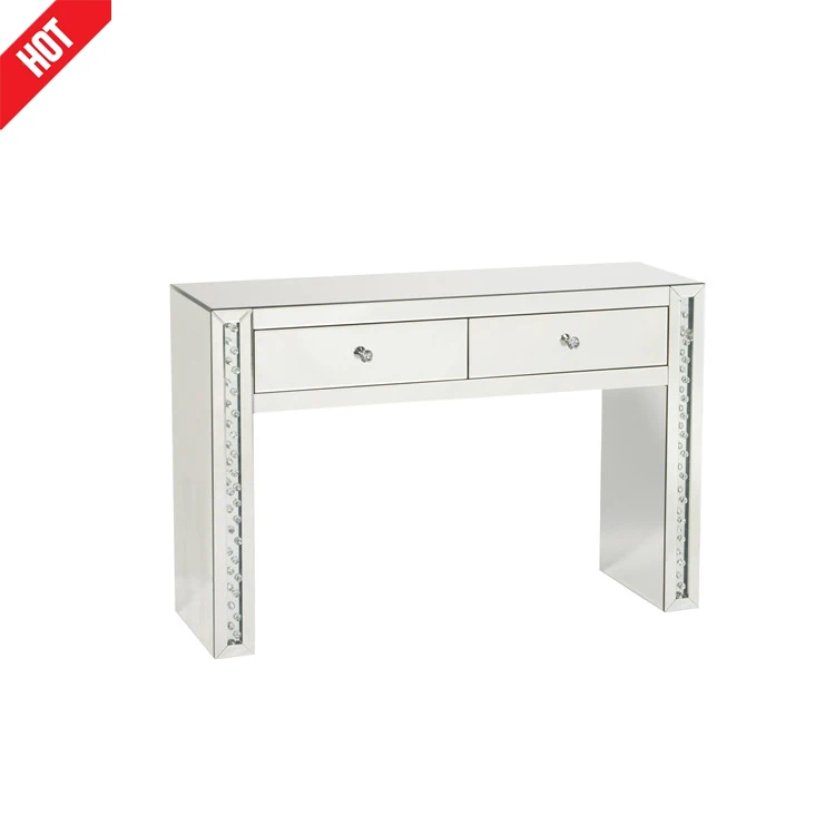 Furniture Manufacturers Glamour Sparkly Crushed diamond Mirrored Vanity Dressing Table With Stool