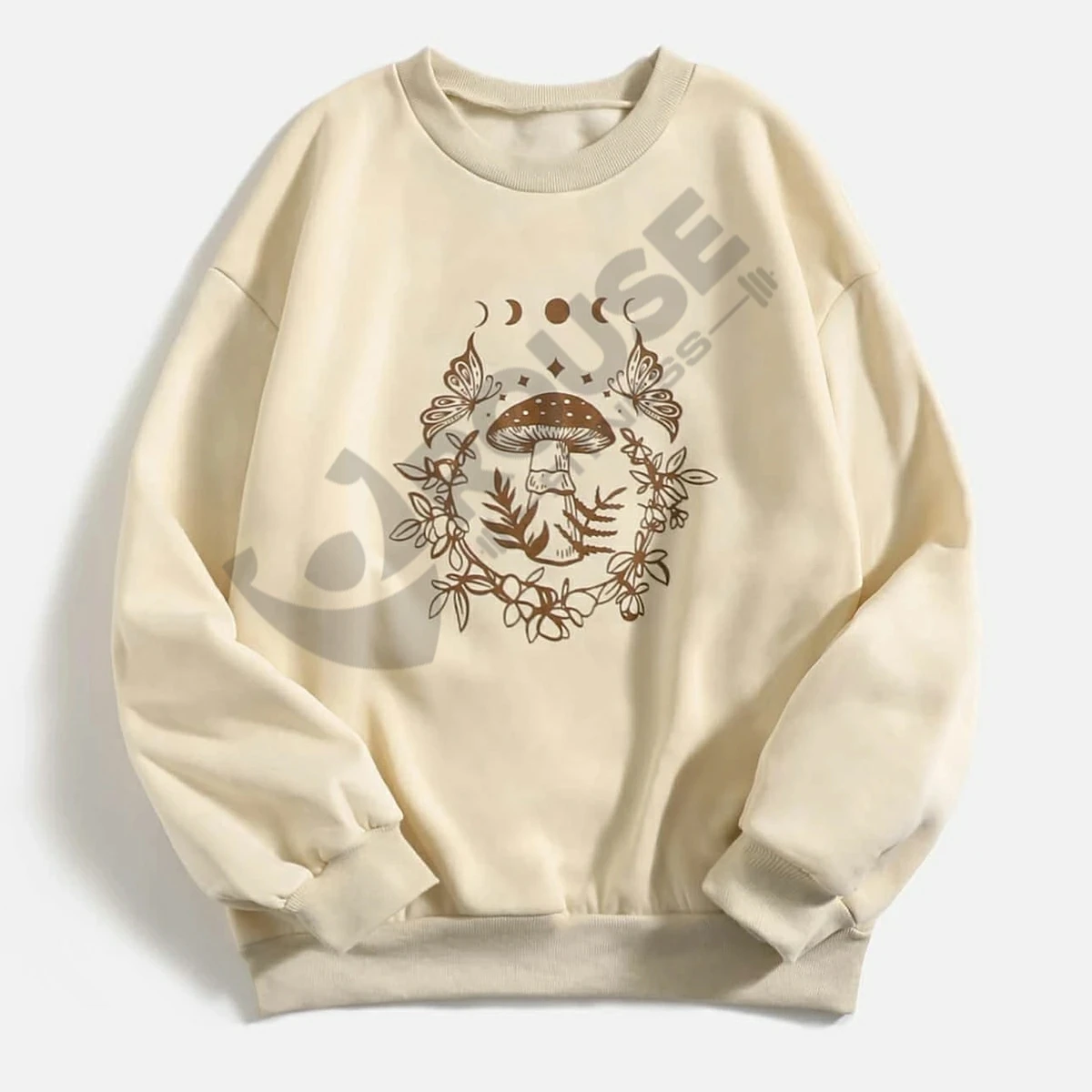 ROUSE 2023 New Arrival Women Mushroom & Butterfly Custom Graphic Printed Sweatshirt