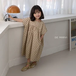 DE MARVI Kids Toddler Dot pattern Cute Short sleeve Casual Dress Korean girls dresses Wholesale Korean Manufacturer MADE IN KORE