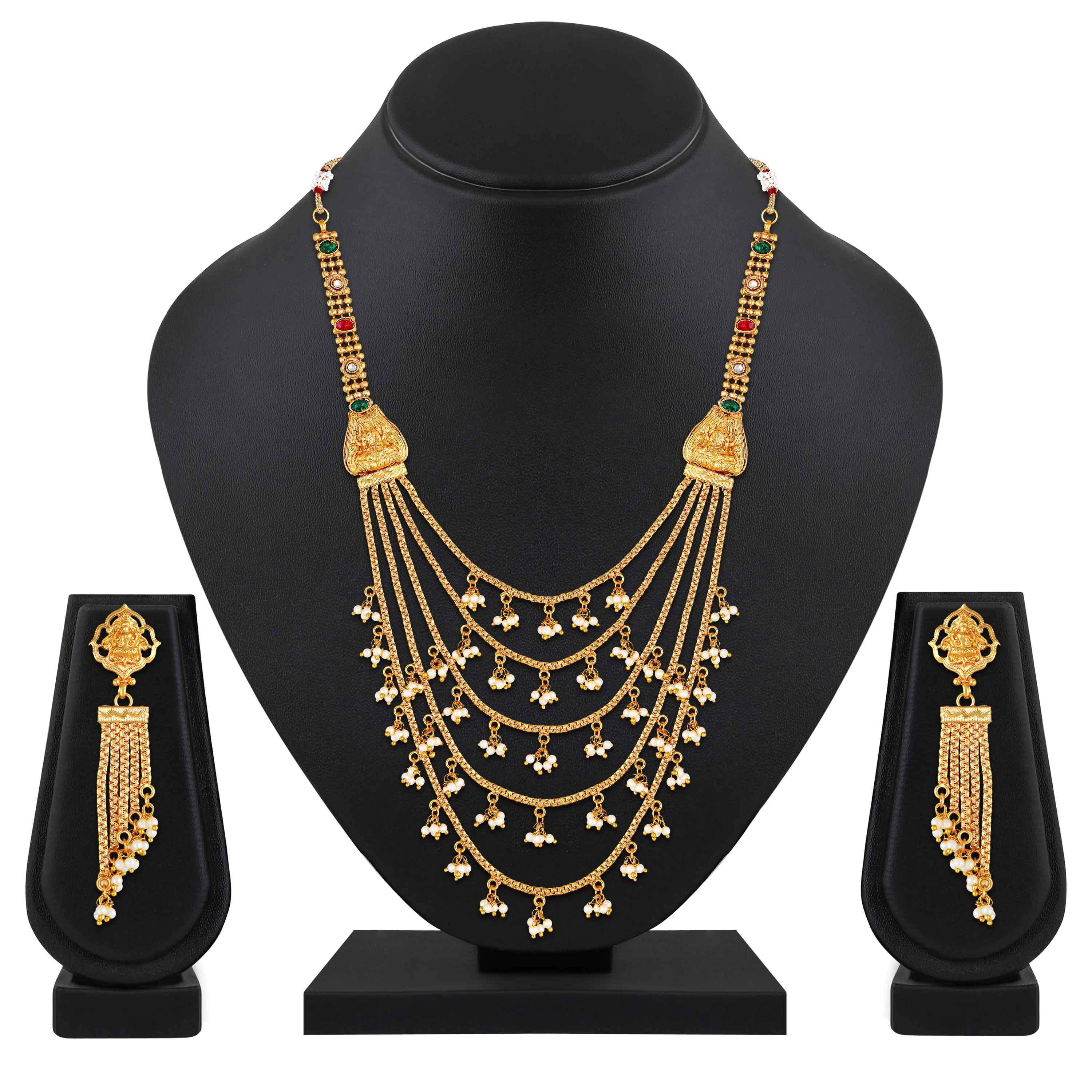 
Wholesale Indian Kundan Temple Jewellery Traditional Antique bridal wedding jewellery heavy gold plated jewelry sets 