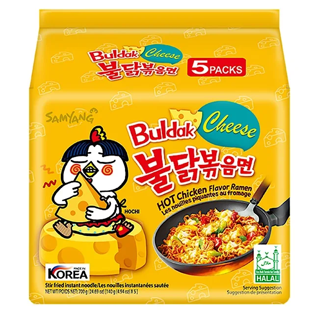Корейский топ-бренд, хит продаж, рамен с халяльной лапшой для быстрого приготовления сыра SAMYANG BULDAK 140 г * 5