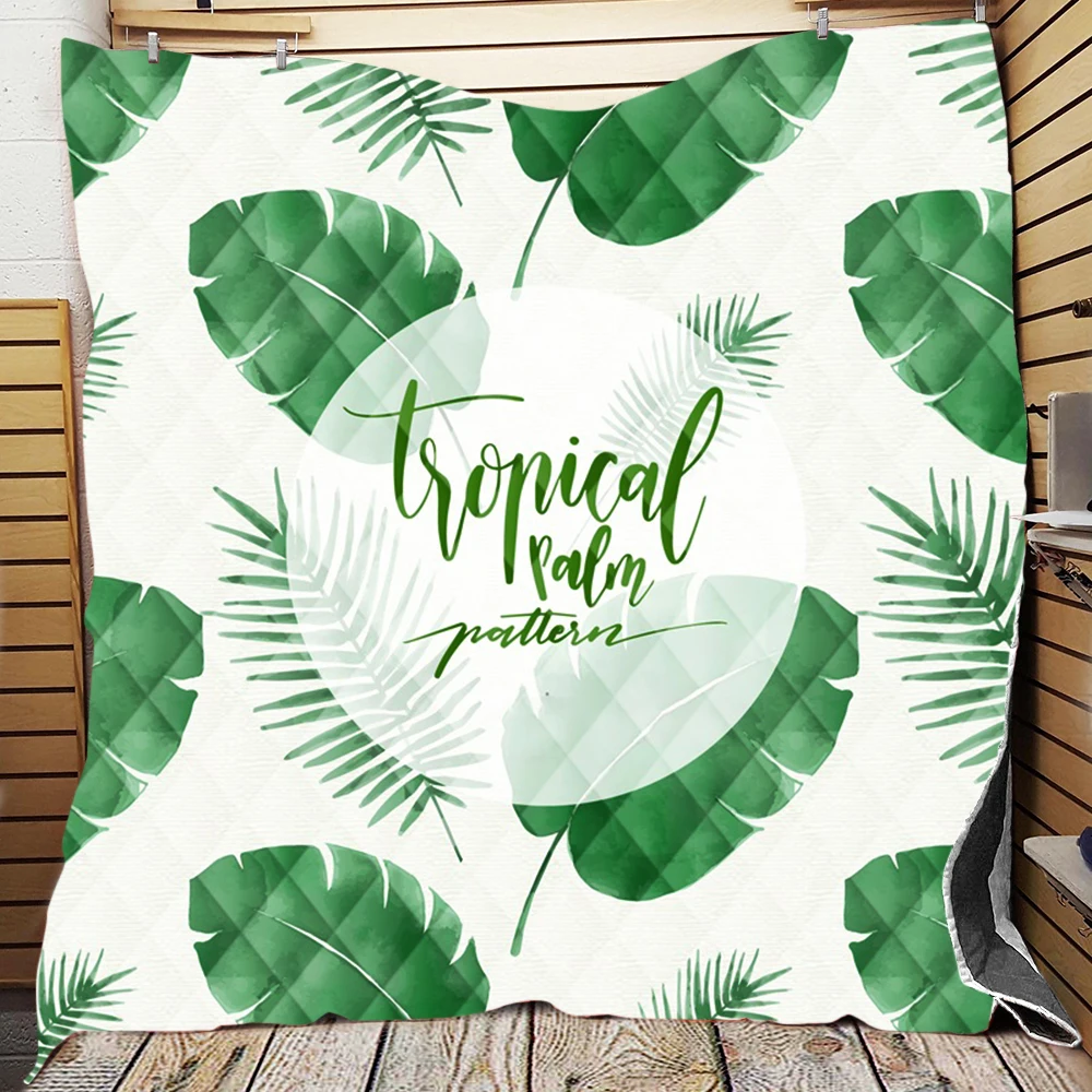 
Palm Leaves True Tropical Style Quilted Blanket Quilt Patchwork Throw Blankets Wholesale Dropship 