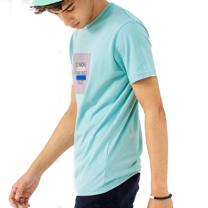 2021 New arrival fashion letter printing Long life durable solid color simple round neck short sleeved t-shirts for males