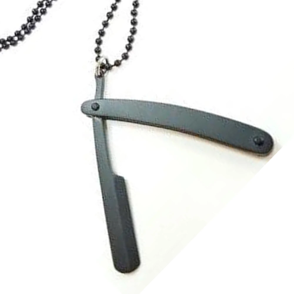 Fashion Razor Blades Pendant Necklaces Men Jewelry Male Shaver Shape Necklaces & Pendants Barber Shop Necklace for Male Boys