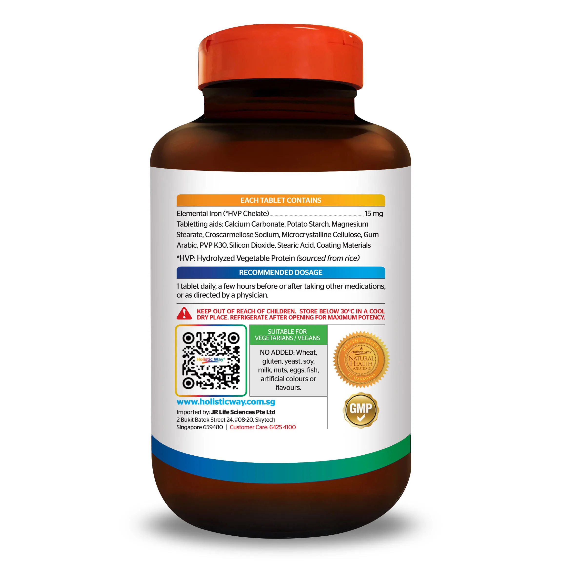 70g Healthcare Holistic Way Iron Tablets Chelated 15mg With 100 Tablets