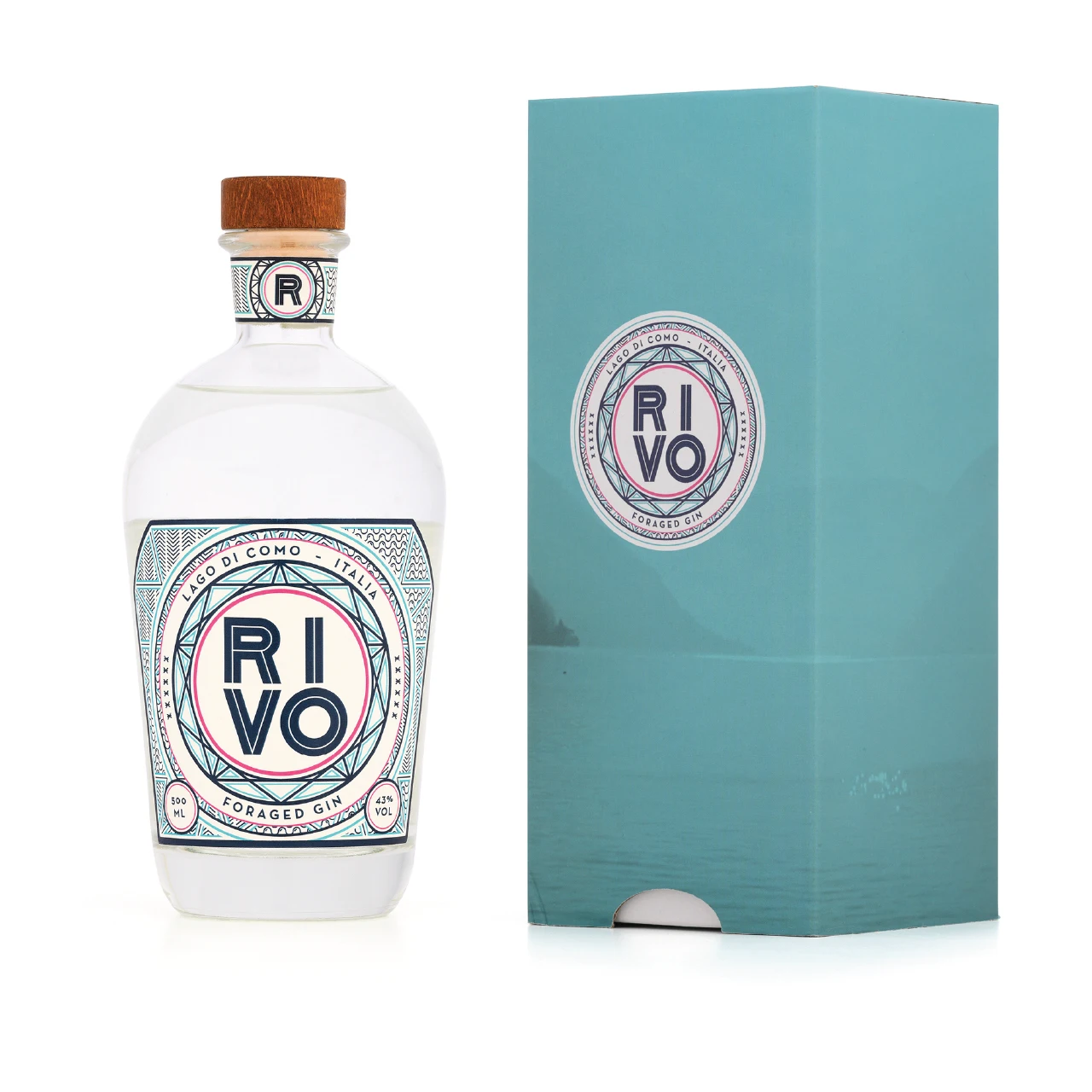Top quality made in Italy RIVO Gin box (50cl) from Lake Como for cocktail Bars