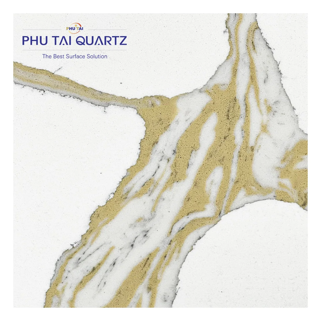 Quartz Calacatta Portero PT 987 Polished Slab High Quality for Kitchen Countertops and Table Top from Phutai