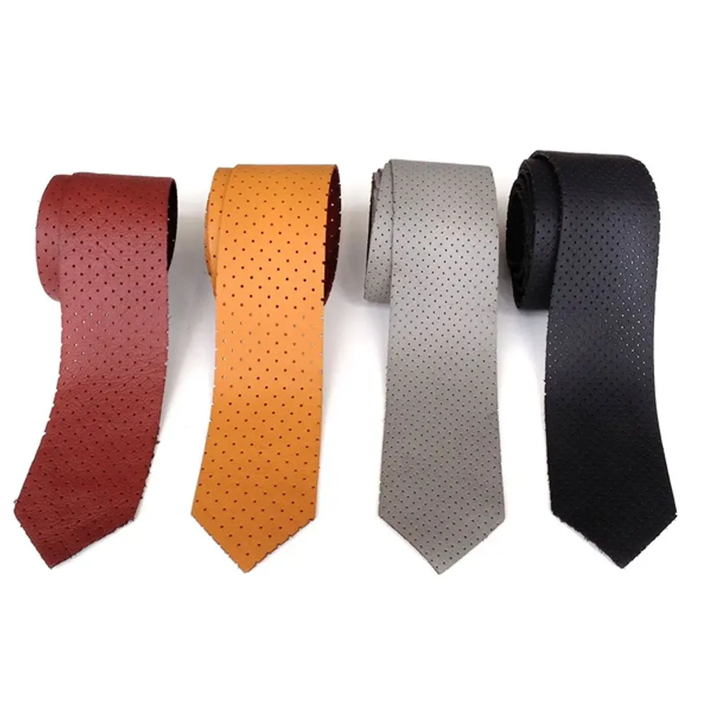 Предварительно привязанный кожаный красный галстук для