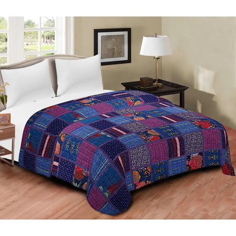 Jaipuri лоскутные одеяла с принтом, хлопковые лоскутные одеяла с ручным принтом, дизайнерские одеяла kantha Rajai, производство в Индии