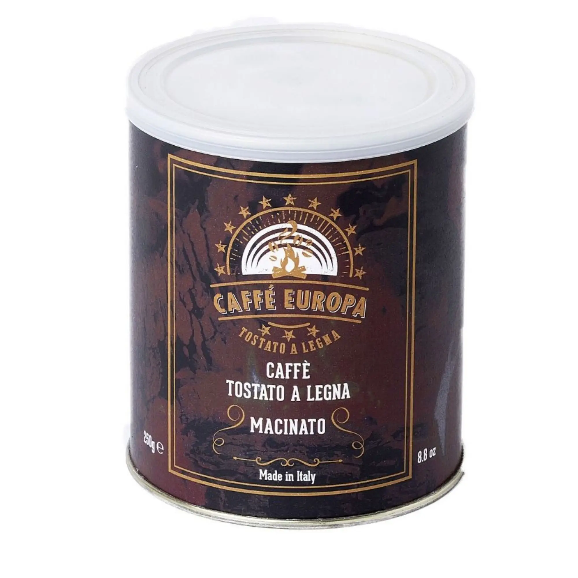 Wood Roasted High Quality Ground Coffee Caffe Europa 95% Arabica 5% Robusta Blend in Aroma Saving Tin for Moka 250g