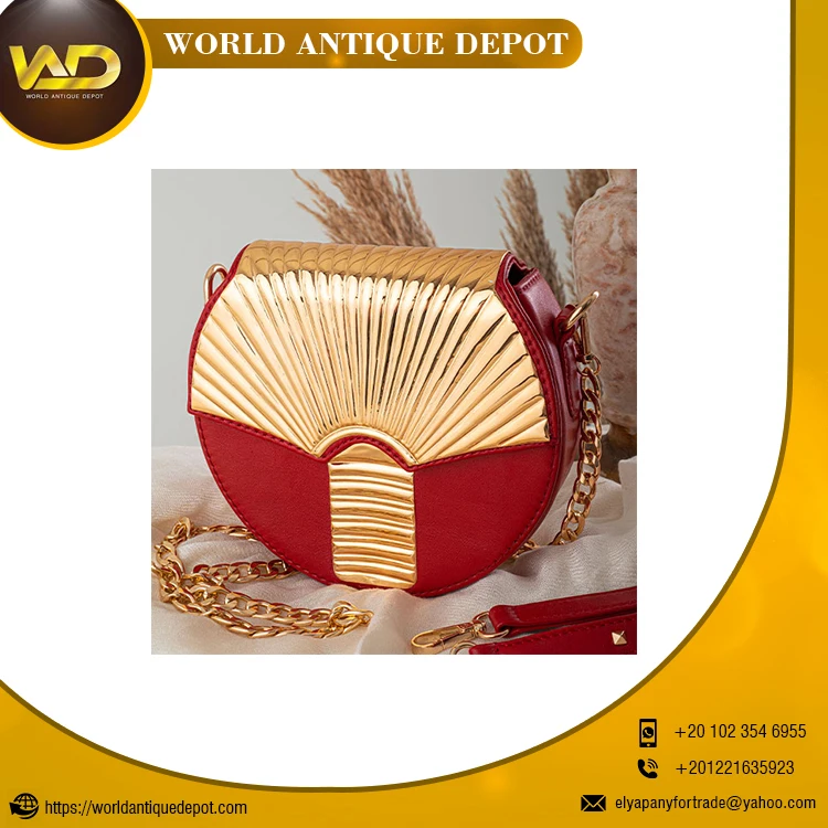 Fashionable Egypt artwork Bianca Bags Handmade from real leather and Handcrafted copper plated with 21 carot of gold
