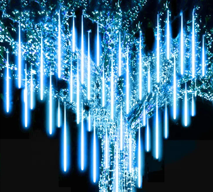2021 Christmas Meteor Show Meteor Tube 50CM 8LED Tube Falling Snow Light Decor Xmas Tree