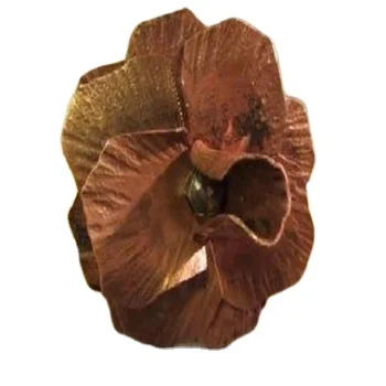 Copper Wall  Art Rose Flower 4 inch Cream Ceramic Floral Decor Copper Wall Art