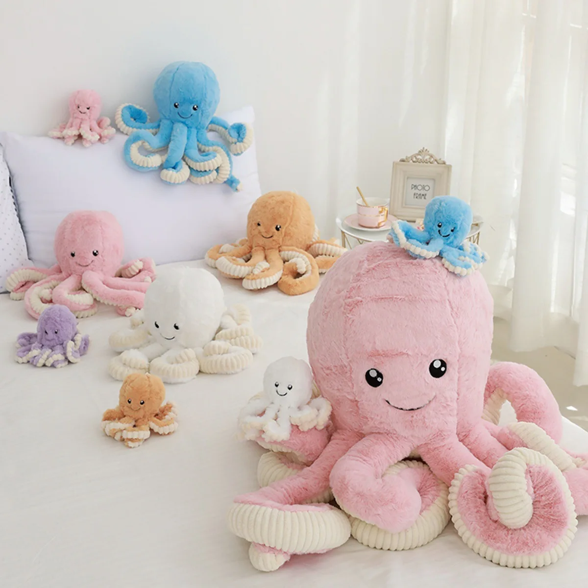 YIWU ALLSHINE Newest  40CM/60CM/80CM Kawaii Kids Girls Soft Gift 4 colors Giant Octopus  Stuffed Animals Toy Octopus Plush Toy