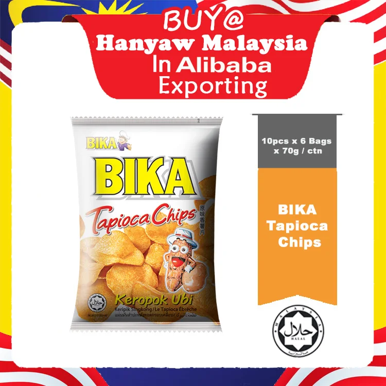 [Malaysia] Fast Shipping + Halal Certified BIKA Tapioca Chips ( 10 pcs x 6 Bags x 70g / Ctn )