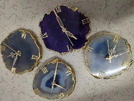 Высококачественные настольные часы с агатом хрустальный камень жеодовый Агат ломтик золотой отделкой агат лидер продаж каменные часы-подставки