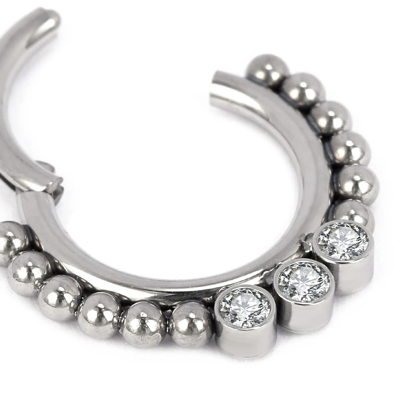 G23 Titanium bling cute cz rhinestone slave septum piercing nose ring for women