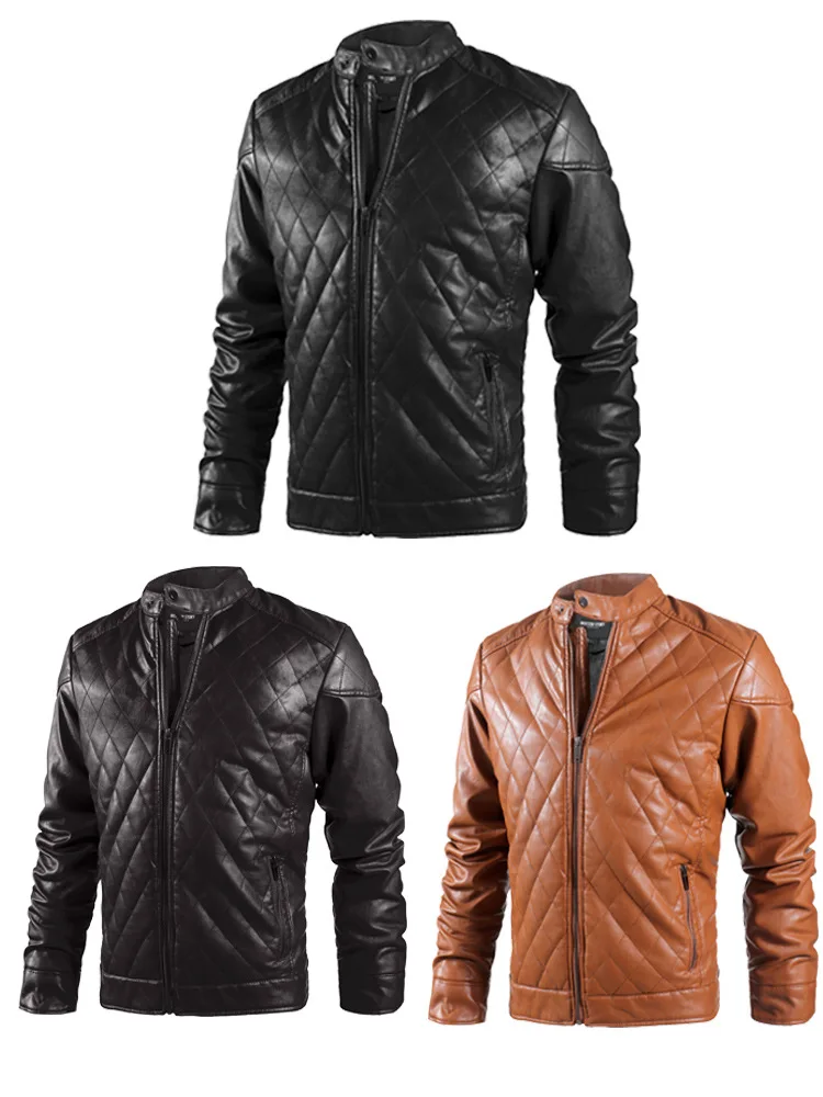 Leather Jacket men Classic Zipper Short Motorcycle Jackets Lady Autumn Soft Leather Basic Coat Black
