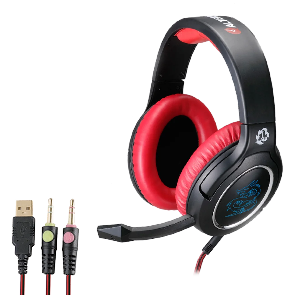 LED Light gaming headphone Over Ear 53mm drivers audio Headset with mic for Pc