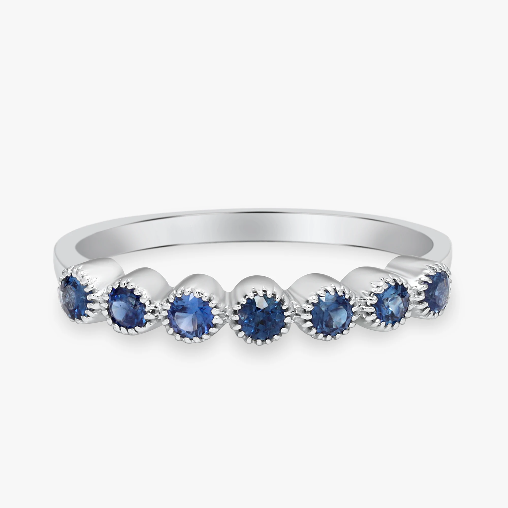 Natural Blue Sapphire Round Gemstone Ring 14k Gold Blue Sapphire Gold Ring