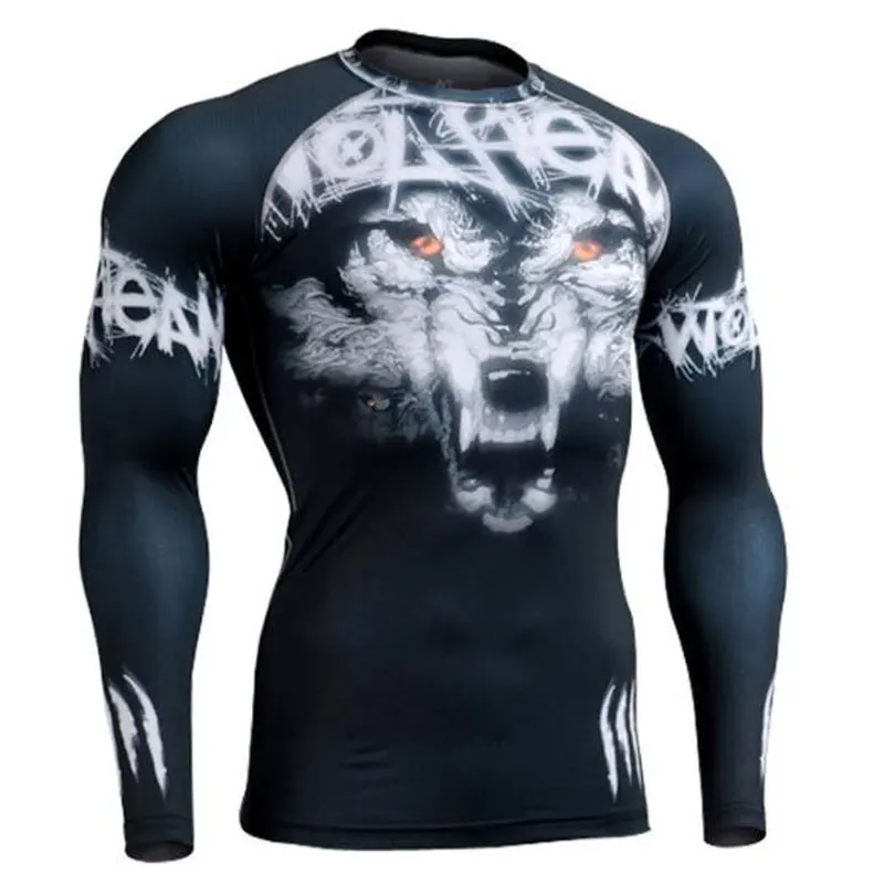 Wholesale Sportswear Compression Shirt Custom Printed Full Sublimation Long Sleeve Rash Guard For Adults