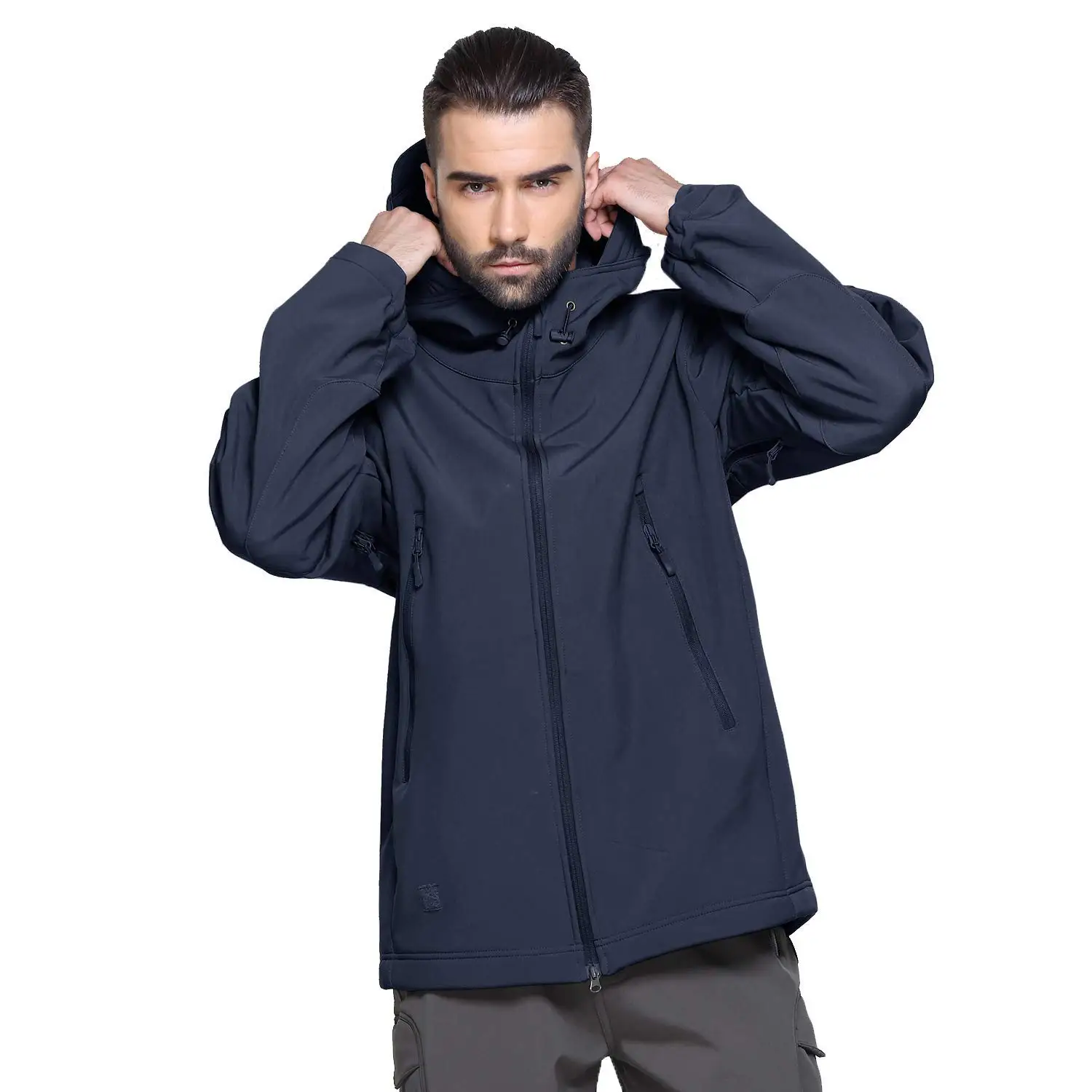 Wholesale custom tactical  Outdoor Waterproof Navy blue  SoftShell Jacket