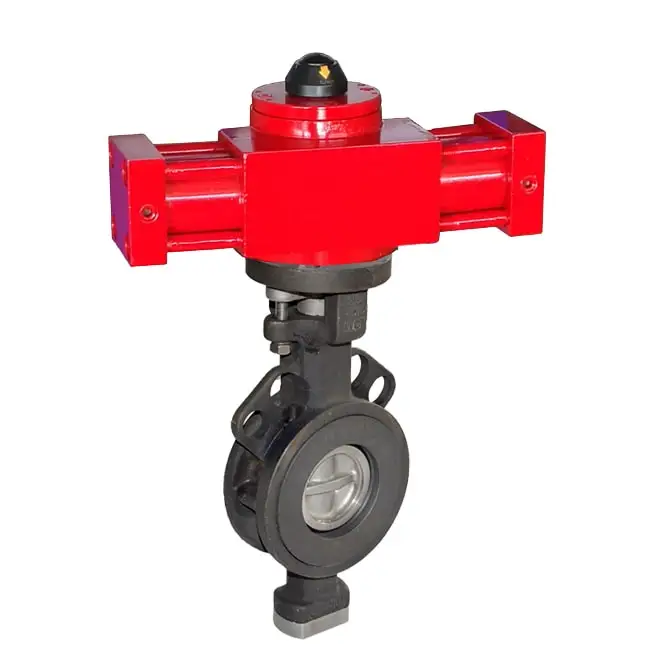 Hydraulic wafer butterfly valve