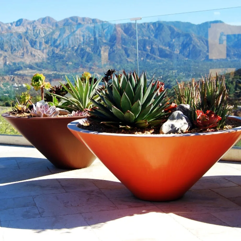 Fiberglass Planter Flower Pots Modern Indoors and Outdoor Hotel Project Planters Landscaping Pots Zen Series