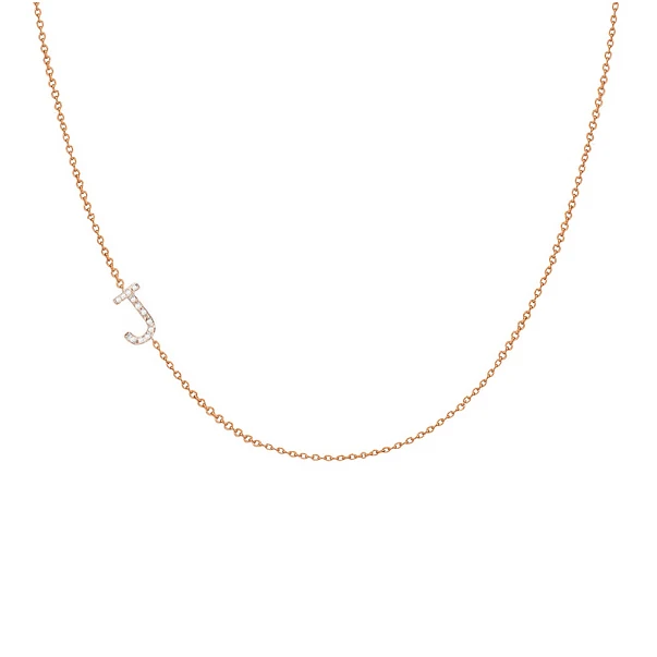 14K solid gold genuine SI Clarity G-H color diamond Initial Pendant Necklace Alphabet Jewelry personalize All Letter