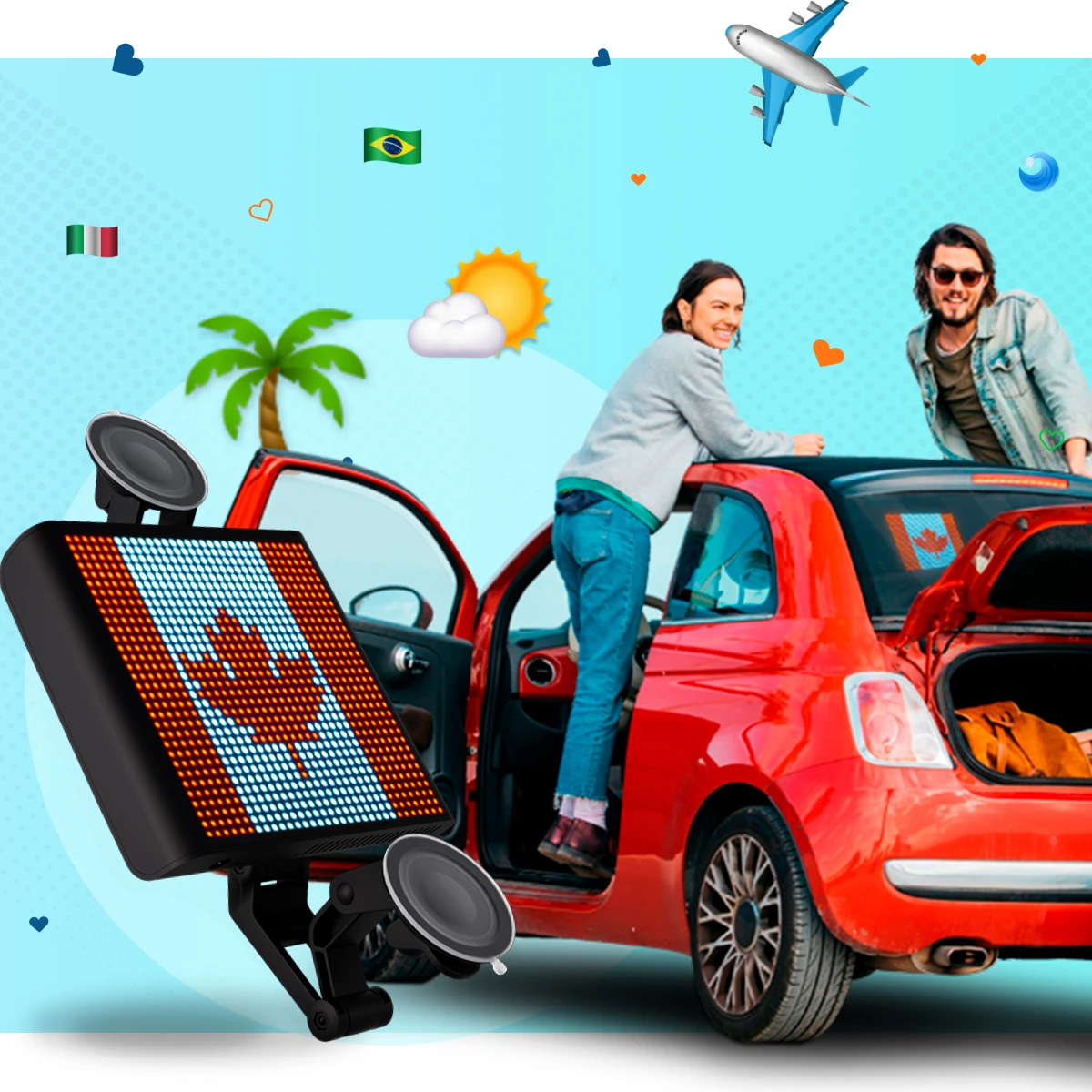 Smart LED Rare Window Display Car Cigar Plug for Automobile US Available Wireless Colourful Lamp Pixelated 12V 3A 36W