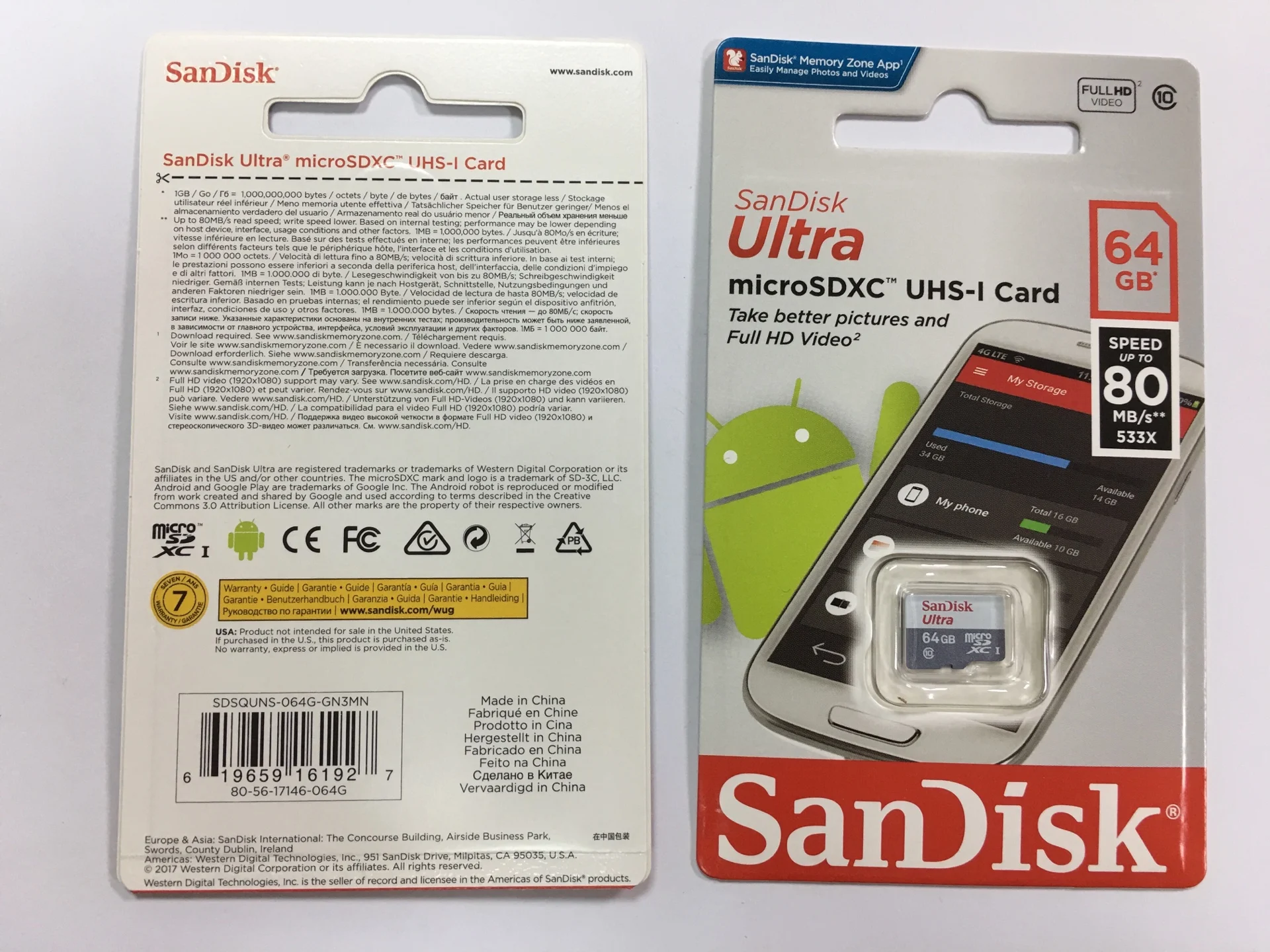 Taiwan Original 64GB C10 Micro SanDisk Memory Card