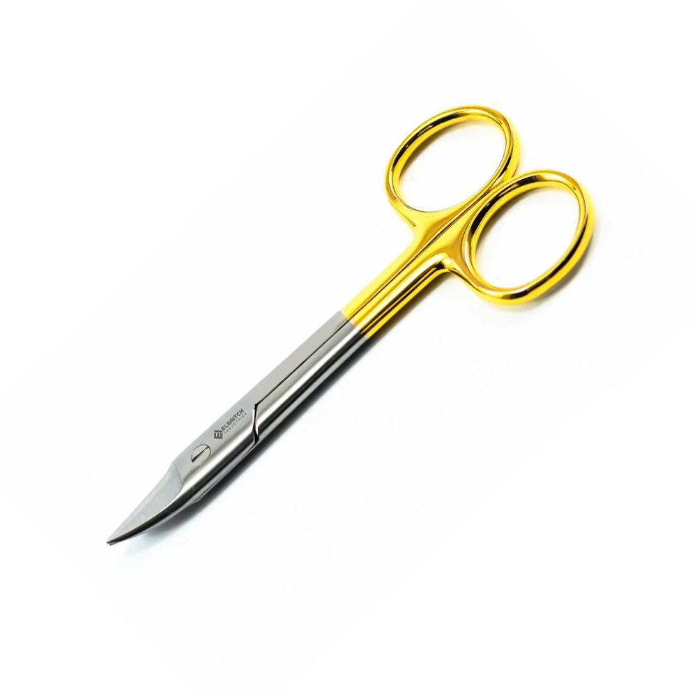 Стоматологические хирургические ножницы из нержавеющей стали с острым наконечником вольфрамовые коронные 10 5 см прямой Изогнутый наконечник изогнутый полузолотой Colo