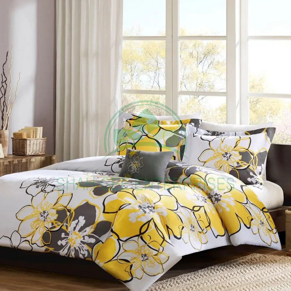 Wholesale Printing Bedsheets Bed Sheet Duvet Cover 100% Cotton Fiber Polyester Cover Pillow Case 3 Pcs Bedding Set