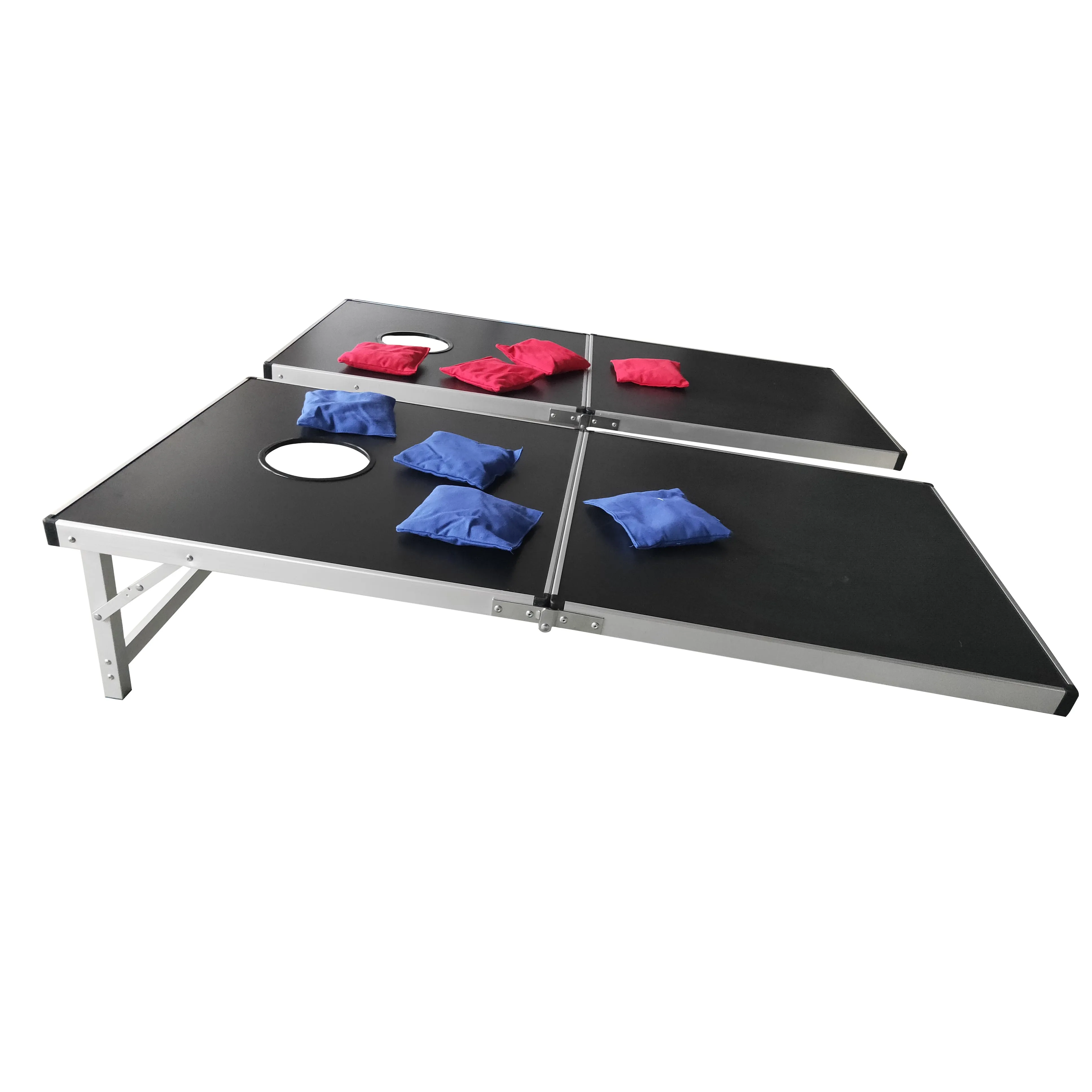 Portable 4x 2Aluminum Foldable Bean Bag Toss Cornhole Game Set Regulation Size Cornhole Boards & 8 Bags Set