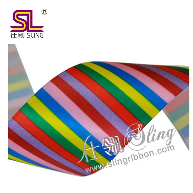 Stripe gift wrapping ribbon red blue yellow green custom Mauritius national flag ribbon