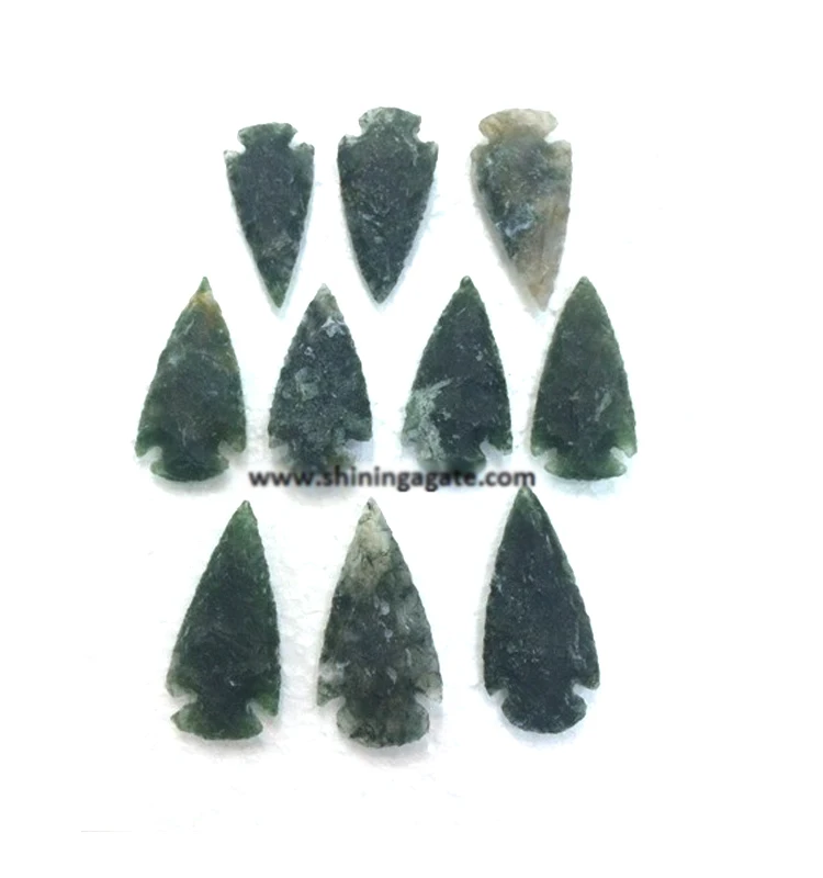  Наконечники из мха и агата ручной работы 2 дюйма оптовая продажа наконечников натурального камня